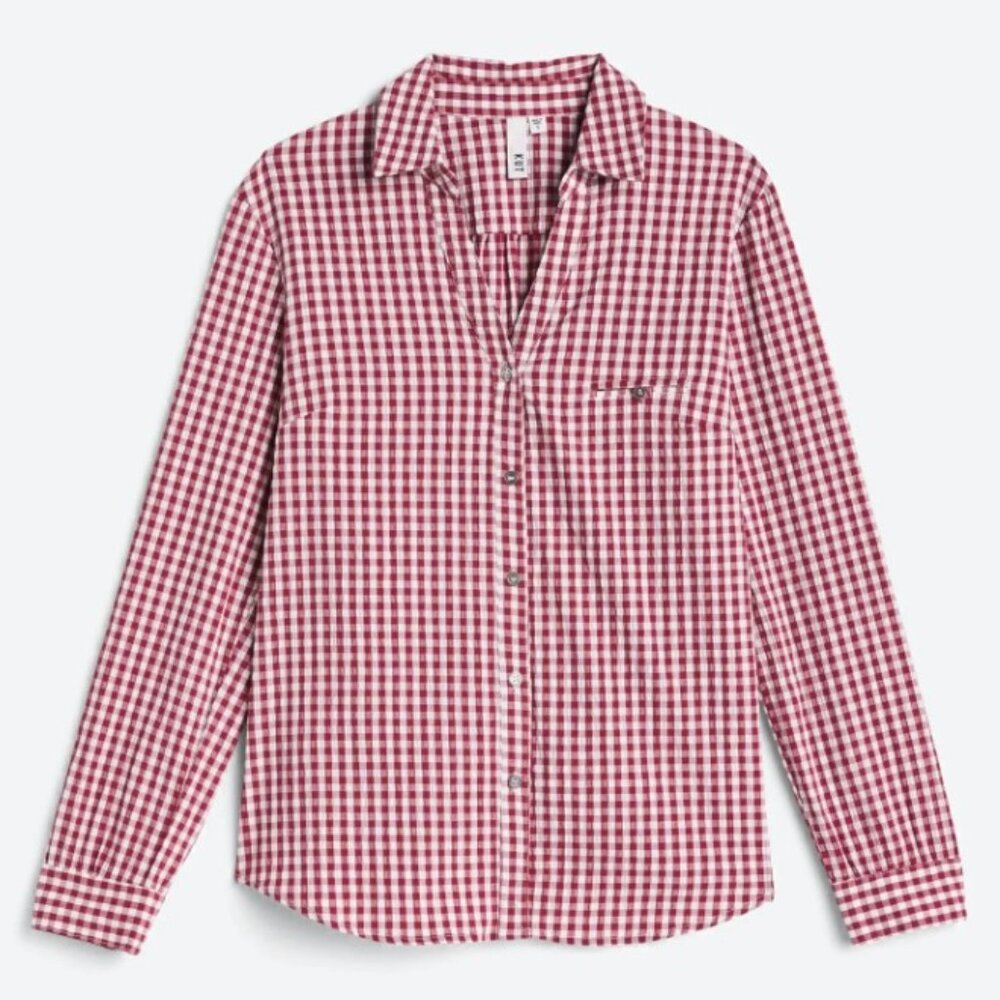 Kut from the Kloth - Burgundy Feena Button Down Textured Blouse